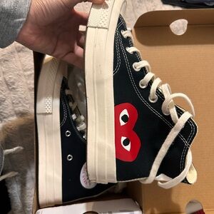 Converse Black High-Tops with Red Heart
